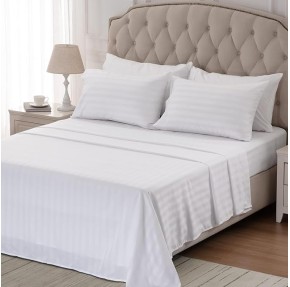 AURAECOM 3-Piece King Size Striped Fitted Microfiber Sheets with Pillow Cover Set, No Flat Sheet, Lightweight, Super Soft, Cooling Breathable, All Season Stripe Bed Sheet Set (White)