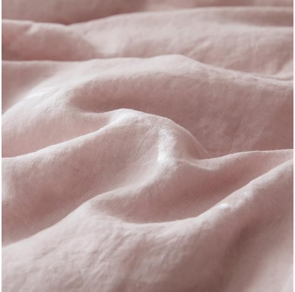 100% Linen Duvet Cover Set, 3 Pieces Belgian Flax Breathable Bedding, 1 Comforter Cover+2 Pillowshams with Coconut Button Closure(King,Dusty Pink)