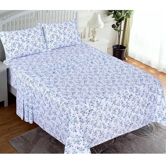 100% Cotton Sheets - Crispy Cooling Percale Sheets for Full Size Bed, Breathable & Durable Full Sheet Set, 16 Inches Deep Pocket Bed Sheets, Annual, 4 Pieces