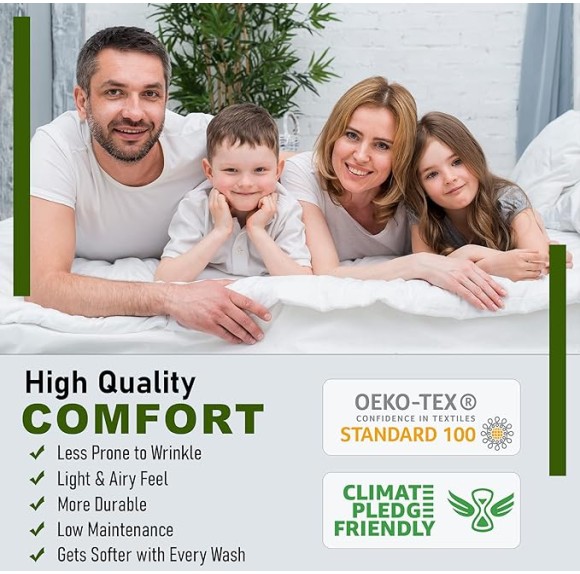 100% Cotton Sheets - Crispy Cooling Percale Sheets for Full Size Bed, Breathable & Durable Full Sheet Set, 16 Inches Deep Pocket Bed Sheets, Annual, 4 Pieces