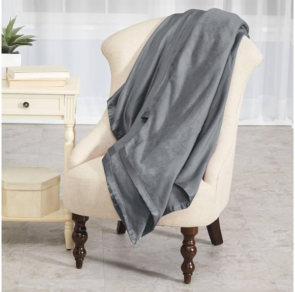 Silk Blanket | 100% Silk | Fleecy Soft | Moisture Wicking | Temperature Regulating | Twin Size | Charcoal Color