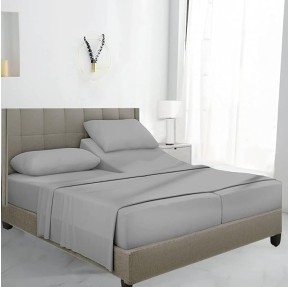 Split California King Sheets Set - 100% Egyptian Cotton, 600 Thread Count - 5 PCs, Split Cal King Sheets Sets for Adjustable Beds - Luxury Soft Hotel-Quality Sheets with Sateen Weave - Light Grey