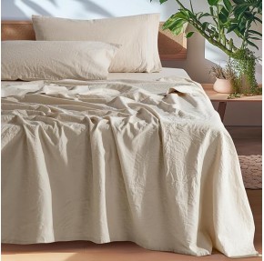 100% French Pure Linen Sheets, Breathable and Durable Line King Size Sheets, Anti-Tear Line Bed Sheets, Machine Washable, 16 Inch Deep Pocket - 4 Piece (Natural Linen, King)