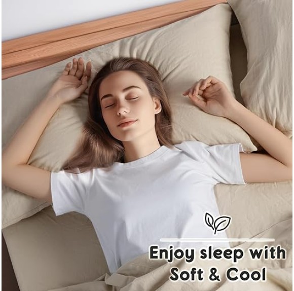 100% French Pure Linen Sheets, Breathable and Durable Line King Size Sheets, Anti-Tear Line Bed Sheets, Machine Washable, 16 Inch Deep Pocket - 4 Piece (Natural Linen, King)