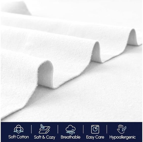 Soft 4-Piece 100% Turkish Cotton Flannel Sheet Set - Premium Quality, Deep Pocket Fitted Sheet, Ultra Soft, Cozy Warm Flannel Sheets - Full, White