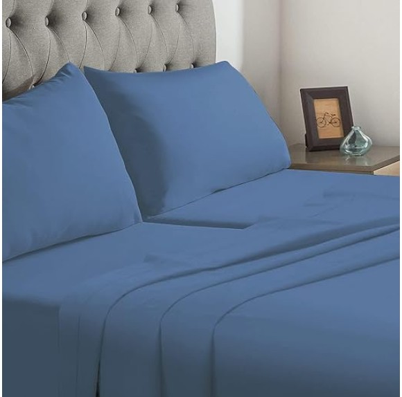 Split California King Size - 5 Piece 1000 Thread Count 100% Egyptian Cotton Split Sheets Set for Adjustable Beds, Fits Mattress 18" inch Deep Pocket - Split California King Size - Medium Blue Solid