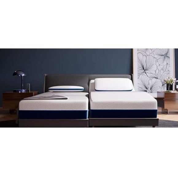 Split California King Size - 5 Piece 1000 Thread Count 100% Egyptian Cotton Split Sheets Set for Adjustable Beds, Fits Mattress 18" inch Deep Pocket - Split California King Size - Medium Blue Solid