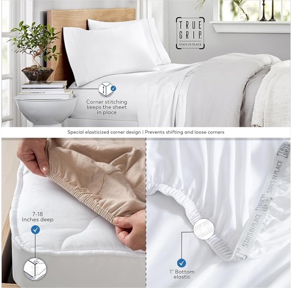 800 Thread Count Queen Arctic White Sheets Set, Ultra Soft & Silky Cotton Rich Easy Care Bed Sheets, Sateen Sheet Set with Deep Pocket (1 Flat Sheet, 1 Fitted Sheet & 2 Pillowcases)