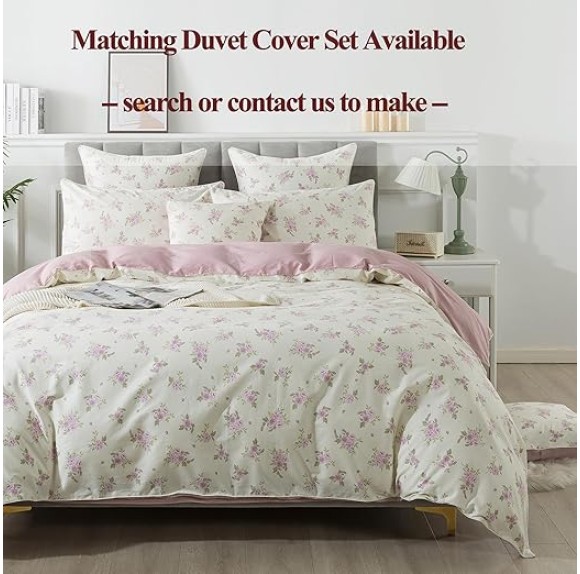 Sheets Set Twin XL Rose Floral Bedding Shabby Beige Flower Bed Sheet Set Vintage Farmhouse Bedding 100% Cotton Ultra Soft Breathable Bedding with Deep Pocket Fitted Sheet 4Pcs, Twin XL Size