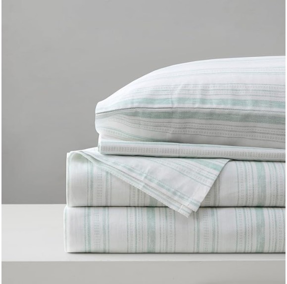 100% Cotton Sheet Set Breathable, Lightweight, Soft with 14" Elastic Pocket Fits up to 16" Mattress, All Season Cozy Bedding, Matching Pillow Case, Queen Good Vibes 4 Piece