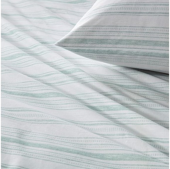100% Cotton Sheet Set Breathable, Lightweight, Soft with 14" Elastic Pocket Fits up to 16" Mattress, All Season Cozy Bedding, Matching Pillow Case, Queen Good Vibes 4 Piece