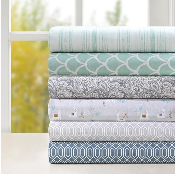 100% Cotton Sheet Set Breathable, Lightweight, Soft with 14" Elastic Pocket Fits up to 16" Mattress, All Season Cozy Bedding, Matching Pillow Case, Queen Good Vibes 4 Piece