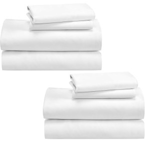 100% Cotton 2-Pack Sheets for King Size Bed, Soft & Durable King Size Deep Pocket Sheet Sets, King Sheet Set with Sateen Weave, Cooling Sheets (White)