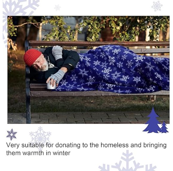 24 Pack Bulk Christmas Soft Fleece Blankets 50 x 60 Inch Bulk Throw Blankets Lightweight Warm Fleece Throw Blankets for PET Bed Sofa Couch Office Wedding Gifts Travel (Snowflake)