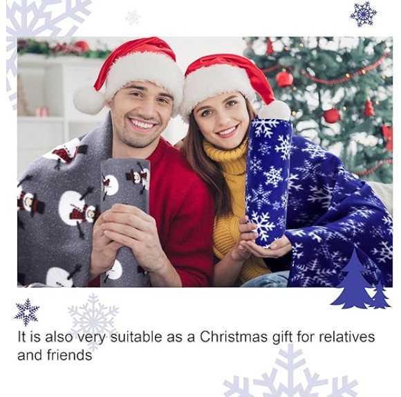 24 Pack Bulk Christmas Soft Fleece Blankets 50 x 60 Inch Bulk Throw Blankets Lightweight Warm Fleece Throw Blankets for PET Bed Sofa Couch Office Wedding Gifts Travel (Snowflake)