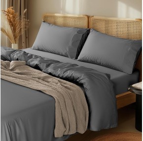 1000 Thread Count 100% Cotton Sheets Set,Queen Size Bed Sheet 4 Piece Sets,Long Staple,16 Inches Deep Pocket,All Season,Bedding Super Soft Comforterble Breathable,Sateen (Dark Grey)