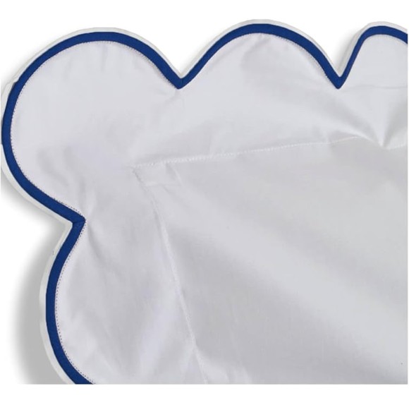 Scalloped Trim Duvet Cover & Shams 100% Cotton Sateen 400 Thread Count (Cal-KingKing, Navy Scalloped)