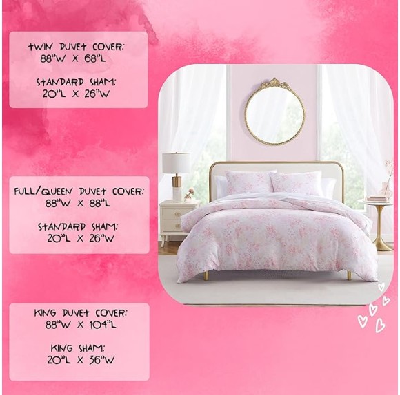 Twin Duvet Cover Set, Luxurious Satin Bedding with Matching Sham, Silky Home Decor for Hair and Skin (Butterfly Garden Pink, Twin)