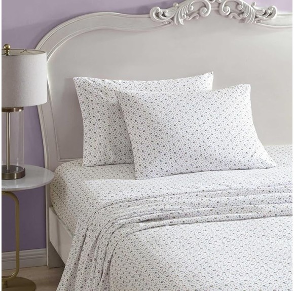 Queen Sheets, Soft & Lightweight Bedding, Fade & Wrinkle Resistant (Pretty Floral Ditsy Purple, Queen)