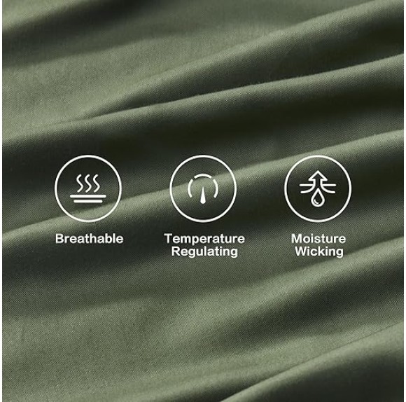 Dark Olive Green King Size Sheets Set, 100% Viscose Derived from Bamboo, Cooling King Sheets, Deep Pocket Up to 16", Silky Soft Bed Sheets, Hotel Luxury Breathable Bedding Sheets & Pillowcases