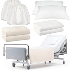 8 Pcs Hospital Bed Sheets Set, Soft Knitted Standard Sheets Quality, Include Fitted Sheet, Quilt Cover, Pillow Case and Blanket (White)