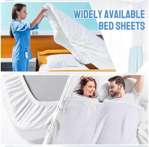 8 Pcs Hospital Bed Sheets Set, Soft Knitted Standard Sheets Quality, Include Fitted Sheet, Quilt Cover, Pillow Case and Blanket (White)