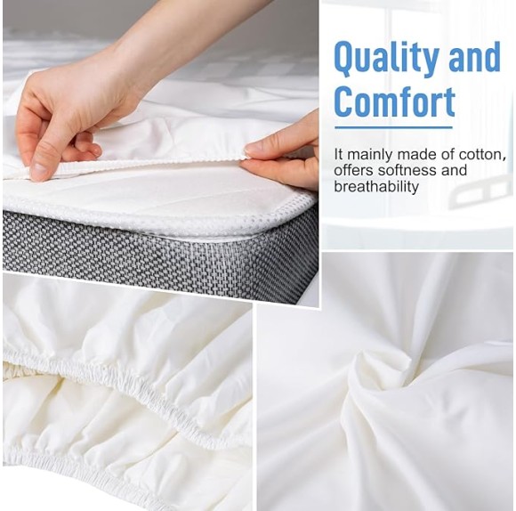8 Pcs Hospital Bed Sheets Set, Soft Knitted Standard Sheets Quality, Include Fitted Sheet, Quilt Cover, Pillow Case and Blanket (White)