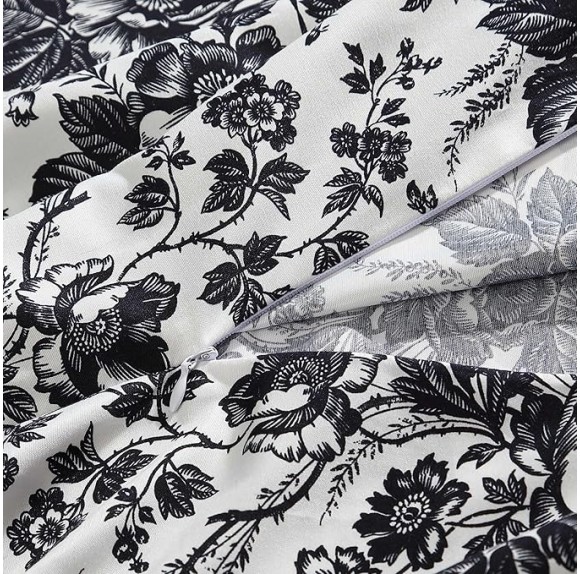 Twin Duvet Cover, Soft Bedding Set with Matching Shams, Floral Home Decor (Betseys Toile Black, Twin)