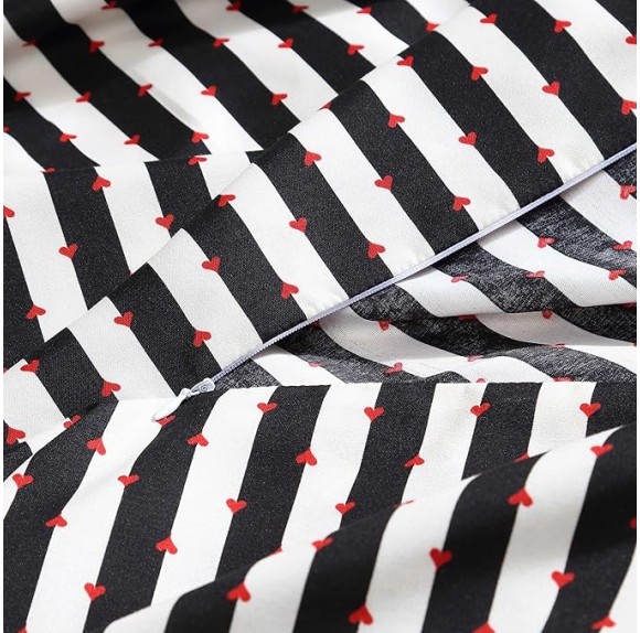 Twin Duvet Cover, Soft Bedding Set with Matching Shams, Chic Home Decor (Wonderland Stripe Black, Twin)