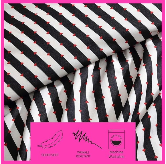 Twin Duvet Cover, Soft Bedding Set with Matching Shams, Chic Home Decor (Wonderland Stripe Black, Twin)