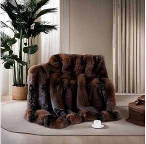 Fox Faux Fur Blanket Luxury Fur Throw Blanket Sofa Fluffy Blanket Super Warm Elegant Cozy Fuzzy Throw Blankets for Couch,Armchair and Bed Washable Plush Blankets 50"x60" Brown Throw Blanket