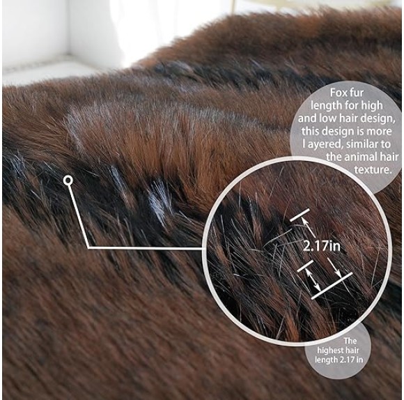 Fox Faux Fur Blanket Luxury Fur Throw Blanket Sofa Fluffy Blanket Super Warm Elegant Cozy Fuzzy Throw Blankets for Couch,Armchair and Bed Washable Plush Blankets 50"x60" Brown Throw Blanket