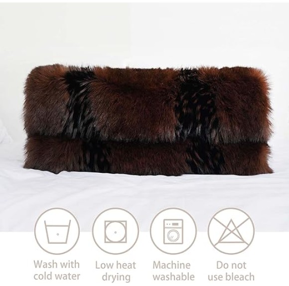 Fox Faux Fur Blanket Luxury Fur Throw Blanket Sofa Fluffy Blanket Super Warm Elegant Cozy Fuzzy Throw Blankets for Couch,Armchair and Bed Washable Plush Blankets 50"x60" Brown Throw Blanket