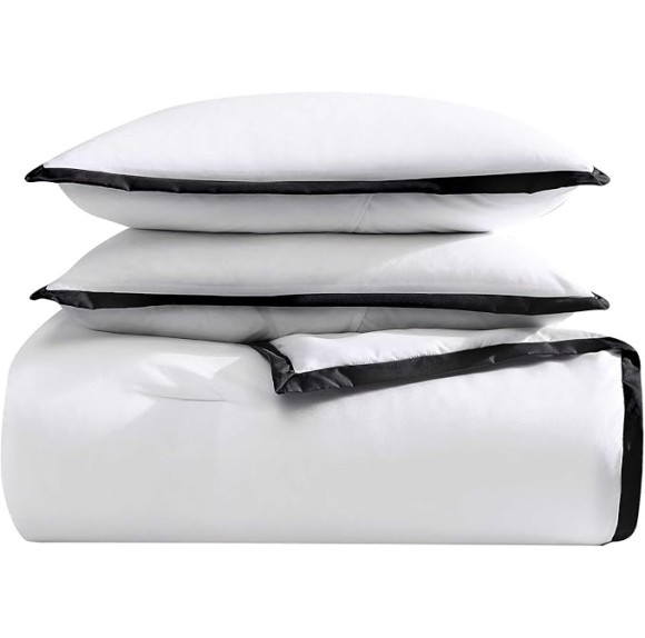 Comforter Set, Soft Bedding with Matching Shams, Bonus Throw Included, Chic Solid Room Decor (Signature Hotel Black, Full/Queen)