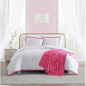 Comforter Set, Soft Bedding with Matching Sham, Bonus Throw Included, Chic Solid Room Decor (Signature Hotel Pink, Twin)