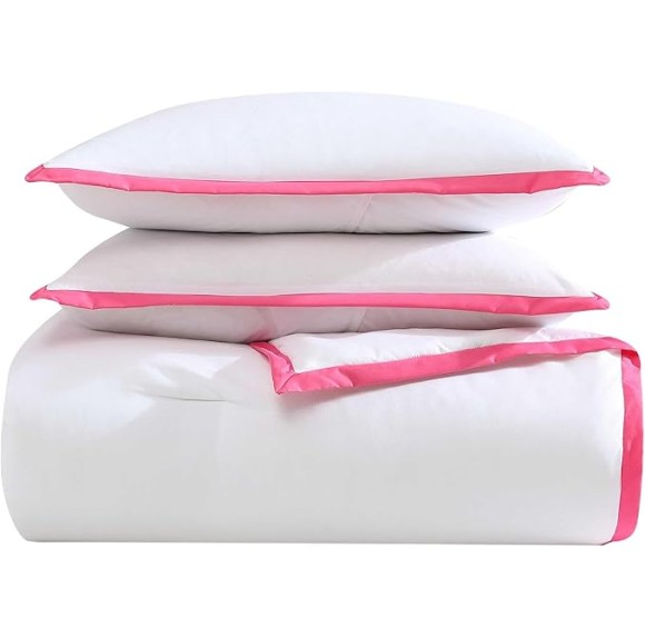 Comforter Set, Soft Bedding with Matching Sham, Bonus Throw Included, Chic Solid Room Decor (Signature Hotel Pink, Twin)