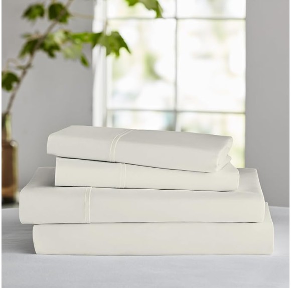 800 Thread Count Fresh Ivory Full Size Sheets Set, Ultra Soft & Silky Cotton Rich Easy Care Bed Sheets, Sateen Sheet Set with Deep Pocket (1 Flat Sheet, 1 Fitted Sheet & 2 Pillowcases)