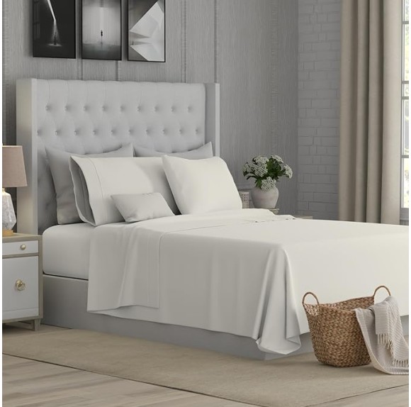 800 Thread Count Fresh Ivory Full Size Sheets Set, Ultra Soft & Silky Cotton Rich Easy Care Bed Sheets, Sateen Sheet Set with Deep Pocket (1 Flat Sheet, 1 Fitted Sheet & 2 Pillowcases)