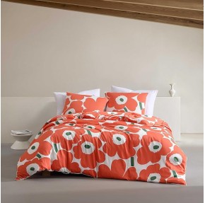 - Duvet Cover Set, Super Soft Organic Bedding, Casual Home Decor (Unikko Orange, Queen)