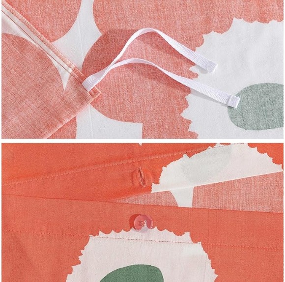 - Duvet Cover Set, Super Soft Organic Bedding, Casual Home Decor (Unikko Orange, Queen)