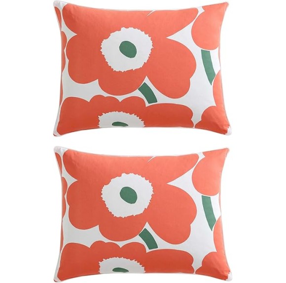 - Duvet Cover Set, Super Soft Organic Bedding, Casual Home Decor (Unikko Orange, Queen)