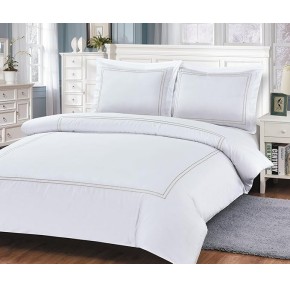 French Hotel Border Pattern, Luxury Ultra Soft 200 Thread Count Polyester-Cotton Percale, Tan, Twin 39-inch, 8 Piece Duvet Set, Bedding Duvet Cover Set for Two Beds