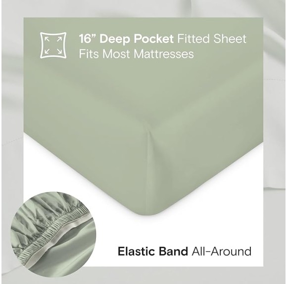 AiryWeight Tencel Sheet Set, 100% Lyocell Derived from Eucalyptus, Buttery Soft, Architectural Digest 2022 Best Cooling Sheets Winner - 3pc - 2 Pillowcases 1 Fitted (Sage, Queen)