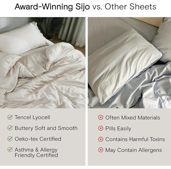 AiryWeight Tencel Sheet Set, 100% Lyocell Derived from Eucalyptus, Buttery Soft, Architectural Digest 2022 Best Cooling Sheets Winner - 3pc - 2 Pillowcases 1 Fitted (Sage, Queen)