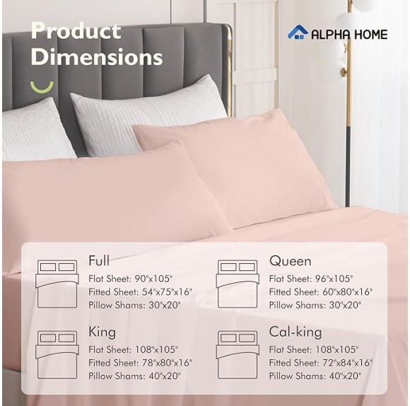 Deep Pocket Queen Sheet Set, Washed Cotton Percale Bedding Sheet Set, 100% Cotton Sheet Set Moisture-Wicking Sheet Set, 4 Piece Cooling Bed Sheets