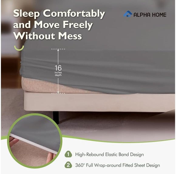 Deep Pocket Full Sheet Set, 100% Organic Viscose Derived from Bamboo, Bedding Sheet Set, Moisture-Wicking Sheet Set, 4 Piece
