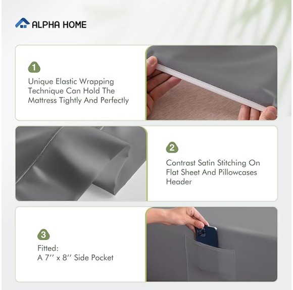 Deep Pocket Full Sheet Set, 100% Organic Viscose Derived from Bamboo, Bedding Sheet Set, Moisture-Wicking Sheet Set, 4 Piece