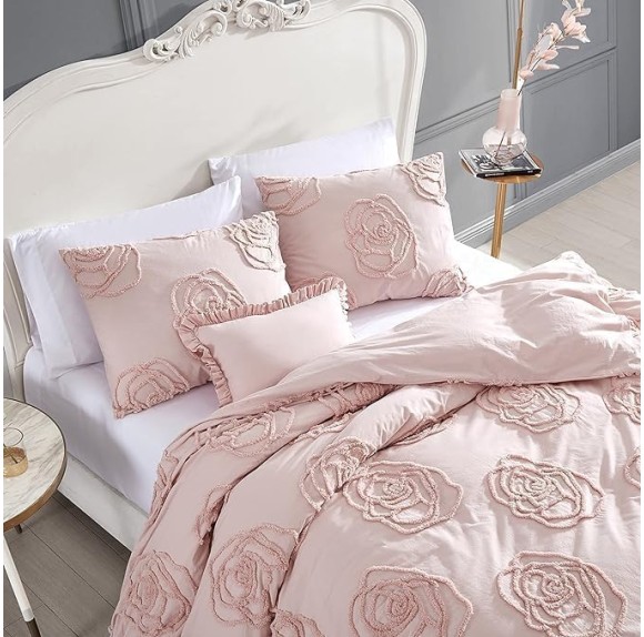 Luxury Tufted Duvet Cover, Light Pink Duvet Set, Over Quilt Cover, Cotton Bedding with Matching Sham, All Season Home Decor (Light Pink, Over Size 120x120)