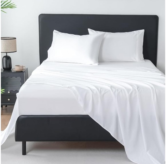 Extra Deep Pocket Cotton Sheets King Size, Fits 18"-24" in Deep Mattress, 100% Egyptian Cotton 800 Thread Count, Hotel Style Percale Sheet - White