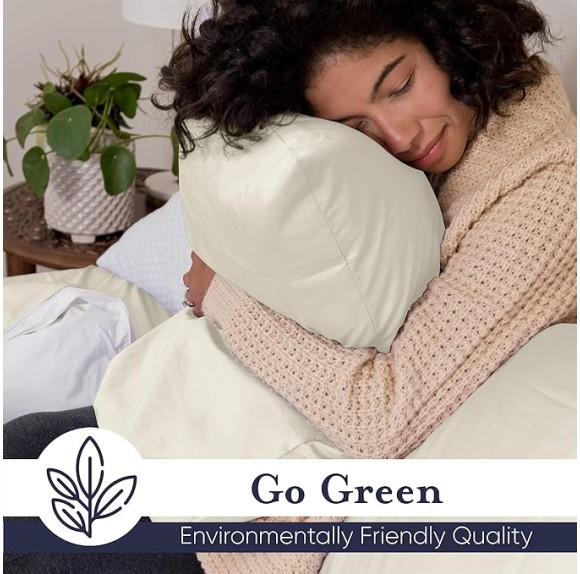Luxury 100% Viscose Bamboo Bed Sheet Set (4pc), Eco-Friendly & Cooling Bed Sheets, Sustainable Viscose Bamboo Sheets Full Size, Full Viscose Bamboo Sheets, Ivory - Full Size